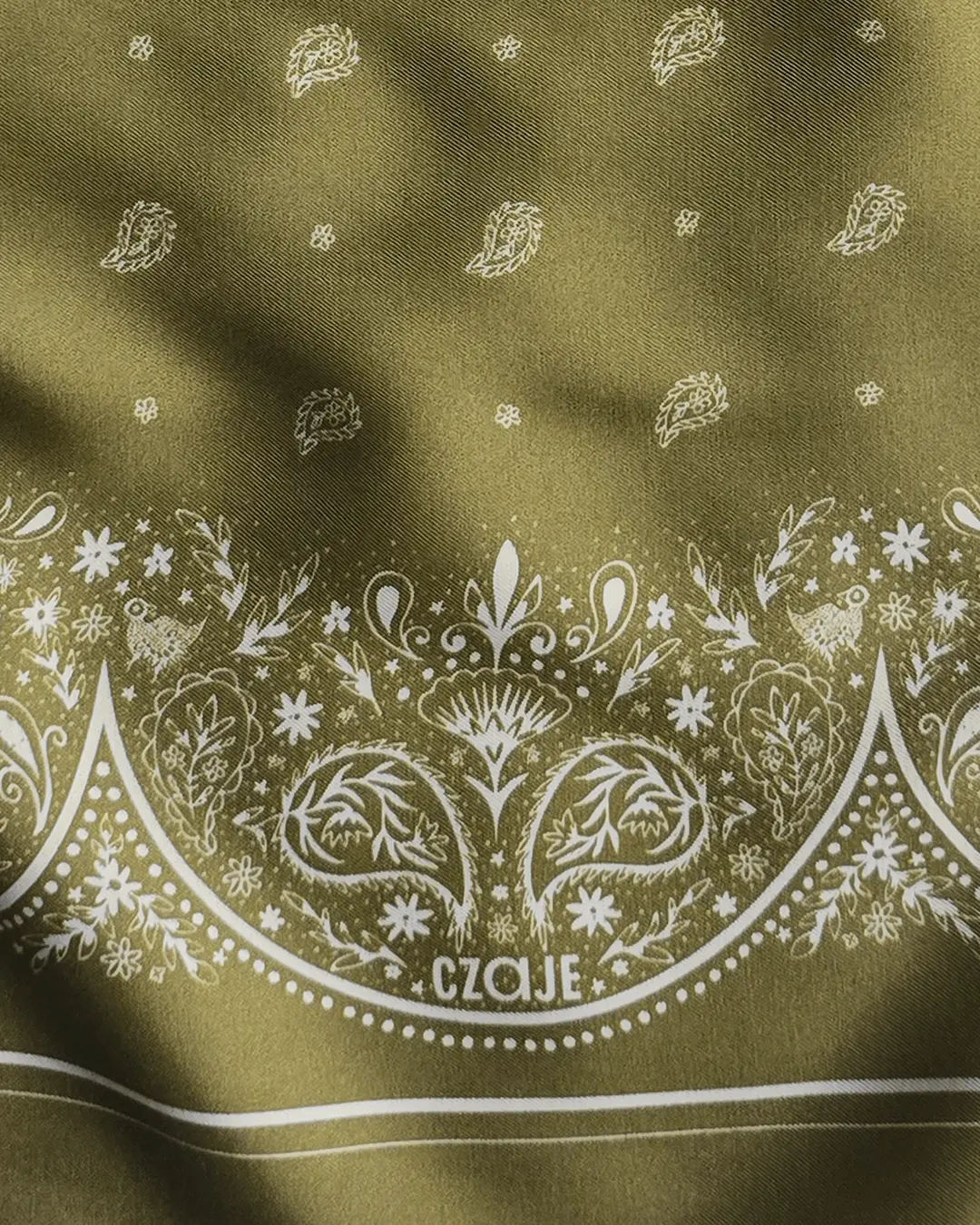Wiskozowa apaszka bandana Flora Small 49×49 cm kwiatowy wzór - Czaje handmade Polska
