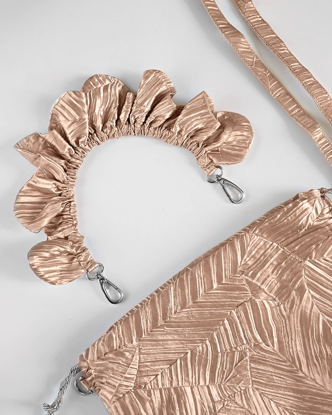 Mała torebka na ramię Flowerhead Amber Dusk Silver poliestrowy żakard srebrne okucia handmade - Czaje Polska