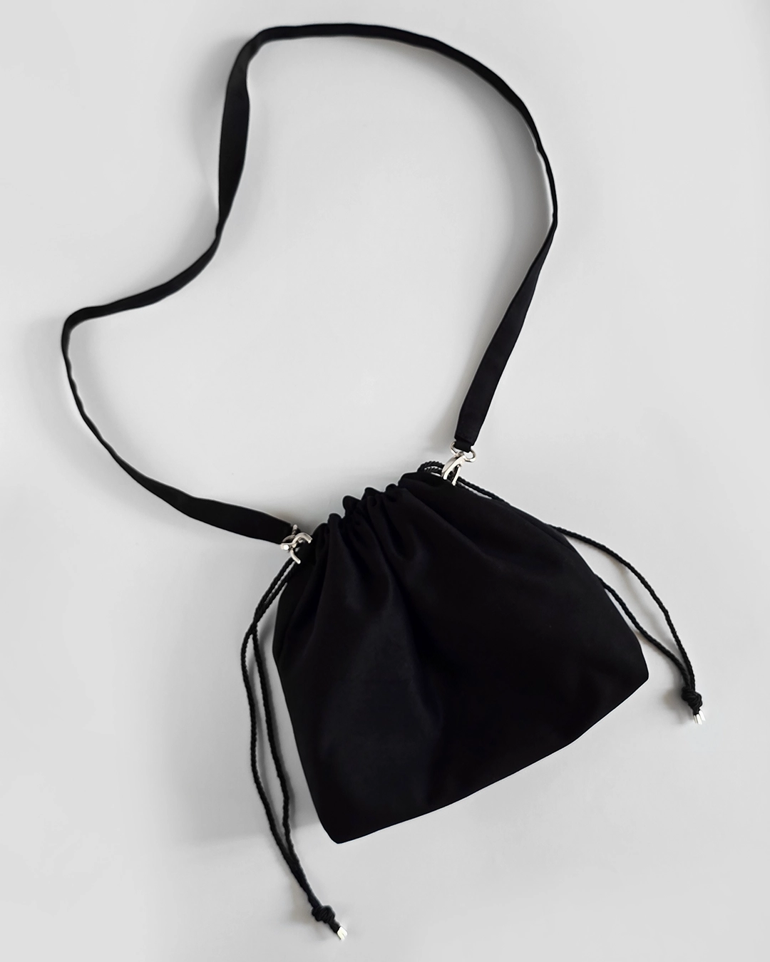 Mała torebka na ramię Flowerhead Black Cotton Silver bawełna srebrne okucia handmade - Czaje Polska