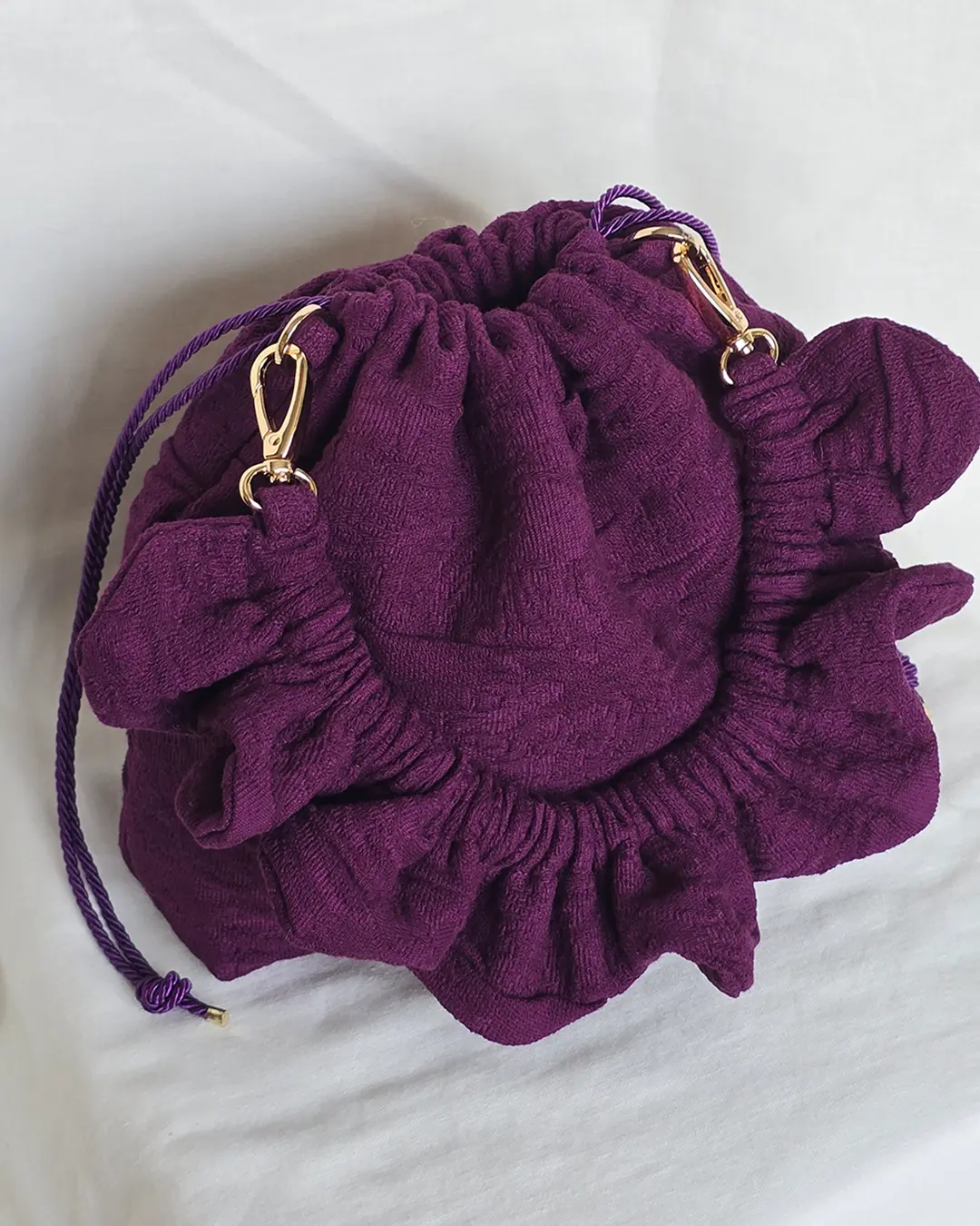 Mała torebka na ramię Flowerhead Rubriflora Gold tkanina tekstylna złote okucia handmade - Czaje Polska